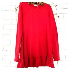 Sweatshirt tunic with lace elbow patches